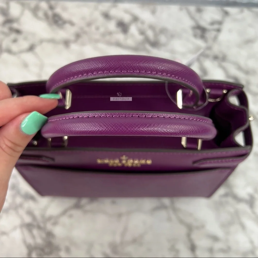 Kate Spade Staci Plum Pie Small Satchel Crossbody & Slim Card Holder Wallet - Picture 6 of 16